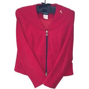 vintage 90s red zip up blazer oversized sailor collar